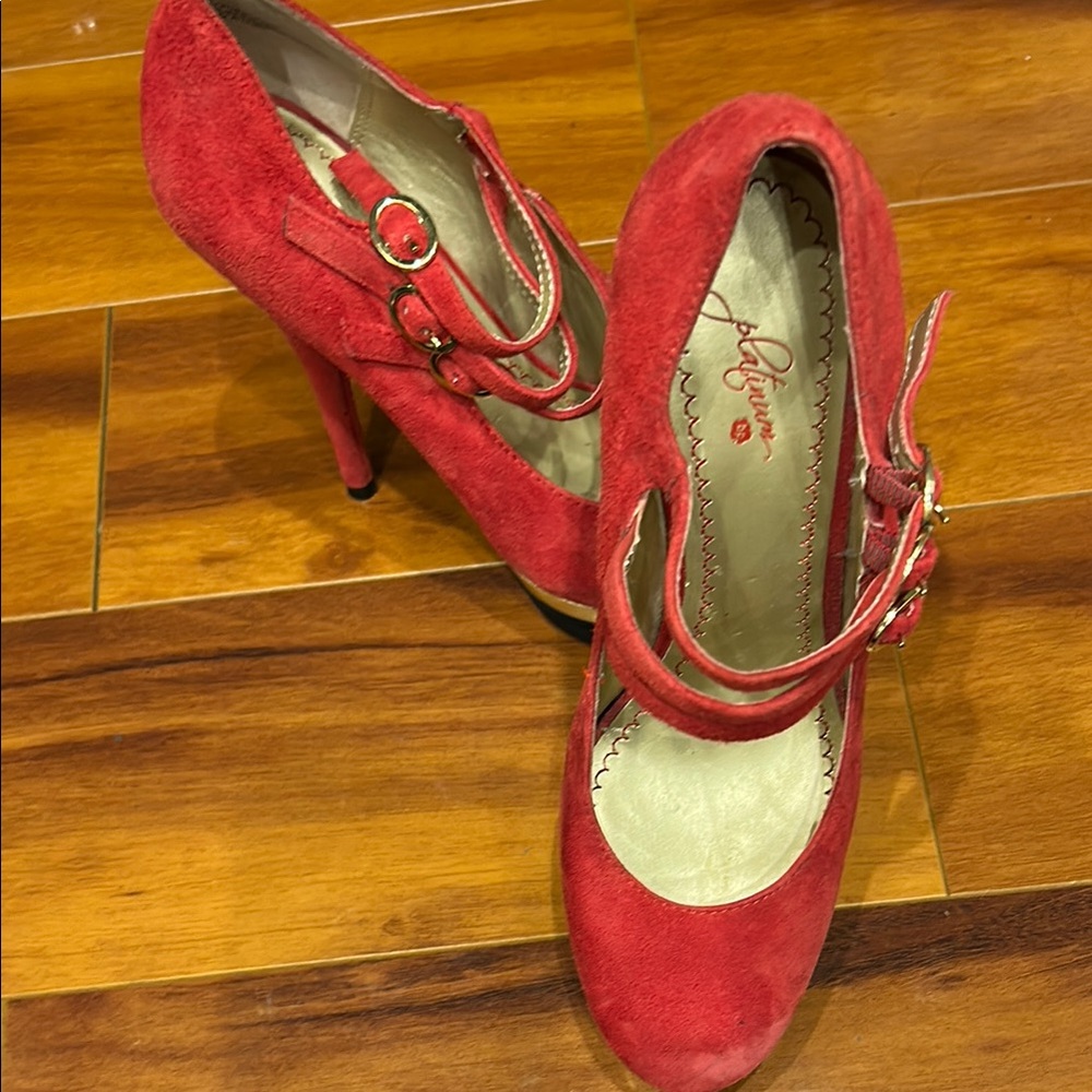 Stylish Red Suede Women's Heels